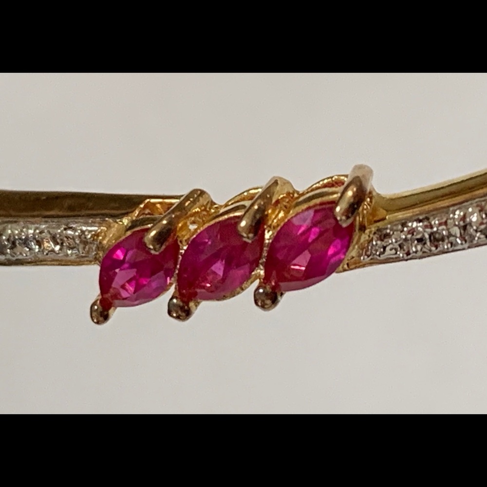 Sterling Silver Ruby Bangle Bracelet - image 4